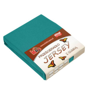 Prześcieradło jersey z gumką 160x200 turkusowe ciemne 016 grube 150g/m2 KAR