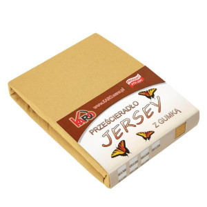 Prześcieradło jersey z gumką 160x200 musztardowe piaskowe 056 grube 150g/m2