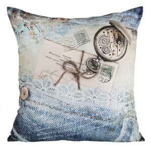 Poszewka dekoracyjna 45x45 Amalia 2  jeans list marynarska Eurofirany