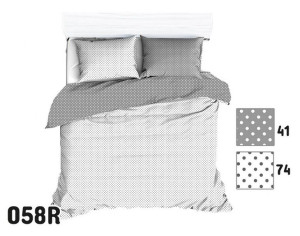 Pościel bawełniana 200x220 R058 biała szara groszki 41N 74N