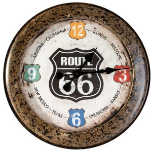 Zegar ścienny 51x5 Moto 01 metalowy brązowy Route 66 Mother Road droga matk