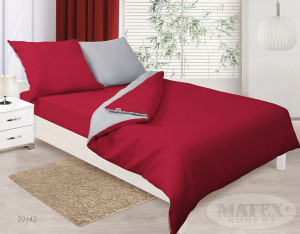 Pościel satynowa 160x200 Double Face czerwona srebrna 42+20 jednobarwna Mat