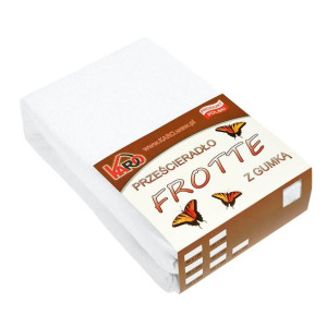 Prześcieradło frotte z gumką  80x200 białe 001 grube 200g/m2 KARO