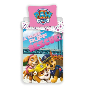 Pościel bawełniana 140x200 Psi Patrol Paw 6288 Chase Skye Rubble most niebi