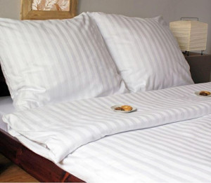 Poszwa adamaszkowa 220x200 Tivoli biała paski 1 cm na zakład 30cm 140 g/m2