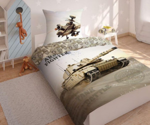 Pościel bawełniana 160x200 Czołg helikopter tank wojskowa moro Fighter Army