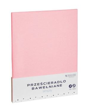 Prześcieradło bawełniane 140x200 różowe pudrowe jednobarwne Simply
