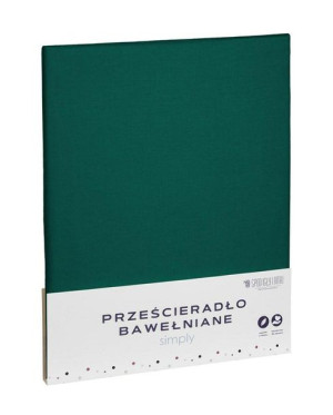 Prześcieradło bawełniane 140x200 zielone butelkowe jednobarwne Simply