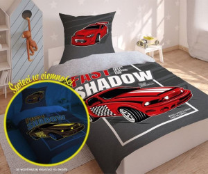 Pościel świecąca w ciemności 160x200 Auta czerwone samochód auto cars formu