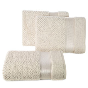 Ręcznik Milan 50x90 beżowy frotte 500g/m2 bawełniany z bordiurą przetykaną