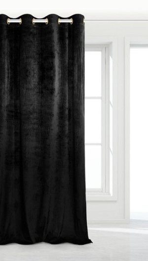 Zasłona gotowa 140x250 czarna na przelotkach Soft welurowa