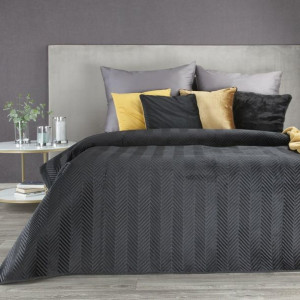 Narzuta dekoracyjna 170x210 Sofia czarna welurowa Eurofirany