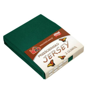 Prześcieradło jersey z gumką 70x140 zielone butelkowe 074 grube 150g/m2 KAR