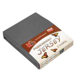Prześcieradło jersey z gumką  80x200 antracytowe 072 grube 150g/m2 KARO