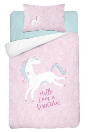 Pościel bambusowa 90x120 Jednorożec kucyk konik 3272 A różowa unicorn do łó