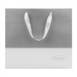 Torba prezentowa Silver papierowa duża 40x12x36 srebrna biała ozdobna Eurof