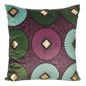 Poszewka dekoracyjna 45x45 Blink 7 bordowa zielona rozety welurowa geometri