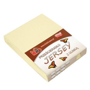 Prześcieradło jersey z gumką 200x200 kremowe 003 grube 150g/m2 KARO