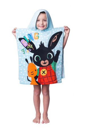 Poncho dla dzieci 50x115 Królik Bing 6533 ręcznik z kapturem niebieski król