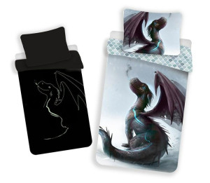 Pościel świecąca w ciemności 140x200 Smok Dragon 5048 bawełniana poszewka 7