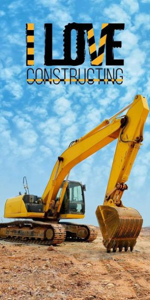 Ręcznik plażowy 70x140 Koparka 6731 love construction bawełniany