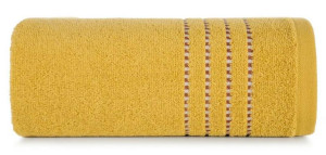 Ręcznik 30x50 Fiore musztardowy 500g/m2 frotte ozdobiony bordiurą w postaci