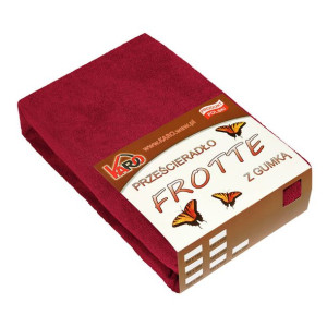 Prześcieradło frotte z gumką  80x200 bordowe 026 grube 200g/m2 KARO