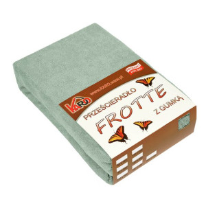 Prześcieradło frotte z gumką  80x200 oliwkowe 013 grube 200g/m2 KARO