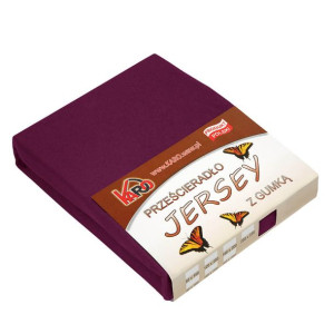 Prześcieradło jersey z gumką 220x240 śliwkowe 027 grube 150g/m2 KARO