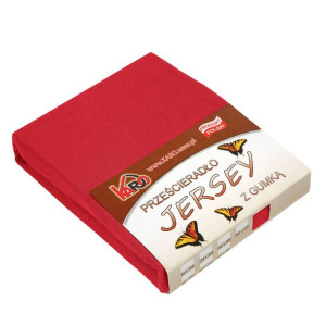 Prześcieradło jersey z gumką 220x240 czerwone 024 grube 150g/m2 KARO