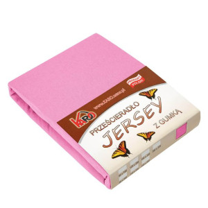 Prześcieradło jersey z gumką 220x240 różowe 020 grube 150g/m2 KARO
