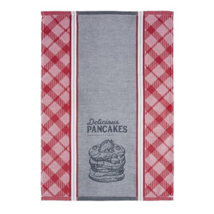Ścierka kuchenna 50x70 Pancakes czerwona szara kratka 349P bawełniana 285g/