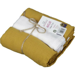 Pielucha muślinowa Muslin 3 szt 70x80 6 musztardowa bawełniana komplet piel