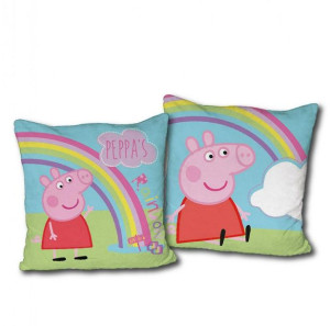 Poduszka dziecięca 40x40 Świnka Peppa Pig 7704 zielona niebieska dekoracyjn
