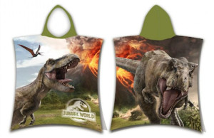 Poncho dla dzieci 50x115 Park Jurajski dinozaury 7615 ręcznik z kapturem dz