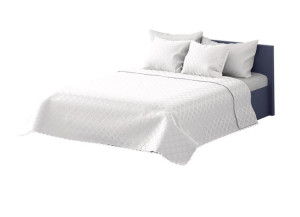Narzuta z pomponami 160x220 biała Pompoo pompony romby glamour dekoracyjna