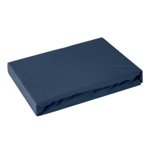 Prześcieradło jersey z gumką 180x200 granatowe na wysoki materac 30 cm 125