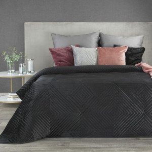 Narzuta dekoracyjna 170x210 Sofia 2 czarna geometria welurowa Eurofirany