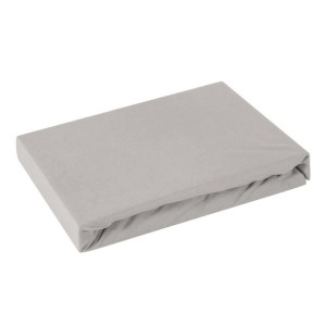 Prześcieradło jersey z gumką 220x200 srebrne na wysoki materac 30 cm 125 g/