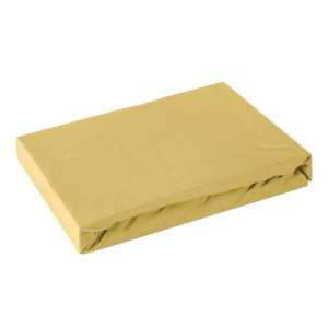 Prześcieradło jersey z gumką 240x220 musztardowe na wysoki materac 30 cm 12
