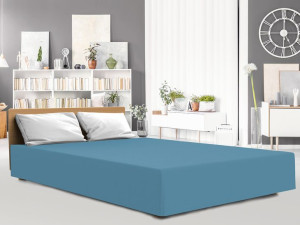 Prześcieradło jersey elastan 160x200 z gumką niebieskie na wysoki materac 2