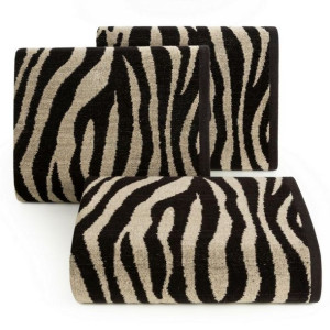 Ręcznik Zebra 70x140 czarny beżowy 500g/m2 frotte Eurofirany