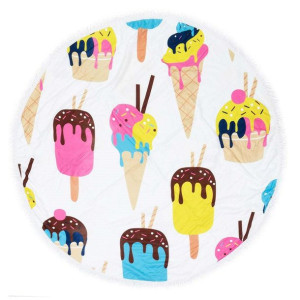 Ręcznik koc okrągły plażowy Boho 02 lody kolorowe 150 cm mikrofibra 250g/m2