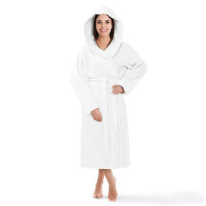 Szlafrok z kapturem frotte Robin S/M biały bawełniany hotelowy 450g/m2