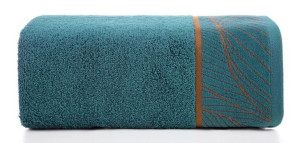 Ręcznik 50x90 Lotos 4 turkusowy liście 500g/2 frotte Limited Collection Eur