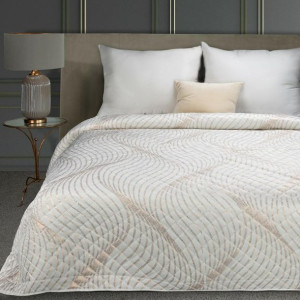 Narzuta dekoracyjna 230x260 Blanca 3 biała złota geometria welurowa Limited