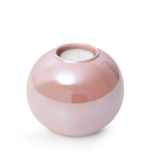 Świecznik ceramiczny Simona 1 10x10x8 różowy z perłowym połyskiem 01 Eurofi