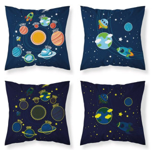 Poszewka świecąca w ciemności 40x40 kosmos planety gwiazdy PF 03 fluorescen