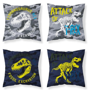 Poszewka świecąca w ciemności 40x40 dinozaury t-rex  moro wojskowe PF 06 fl
