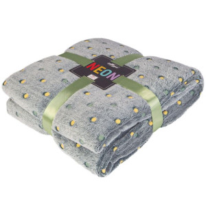 Koc narzuta z mikrofibry 200x220 malachitowy groszki Neon 240g/m2